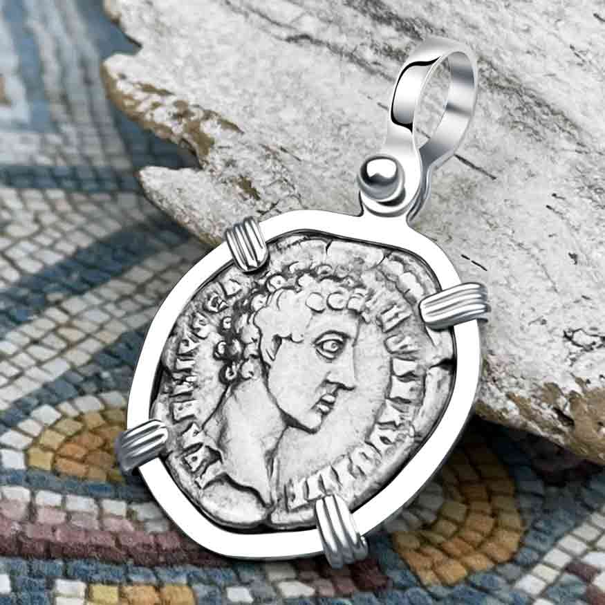 Roman Empire Silver Denarius Coin of Marcus Aurelius, the Philosopher Warrior 145 AD Sterling Silver Pendant