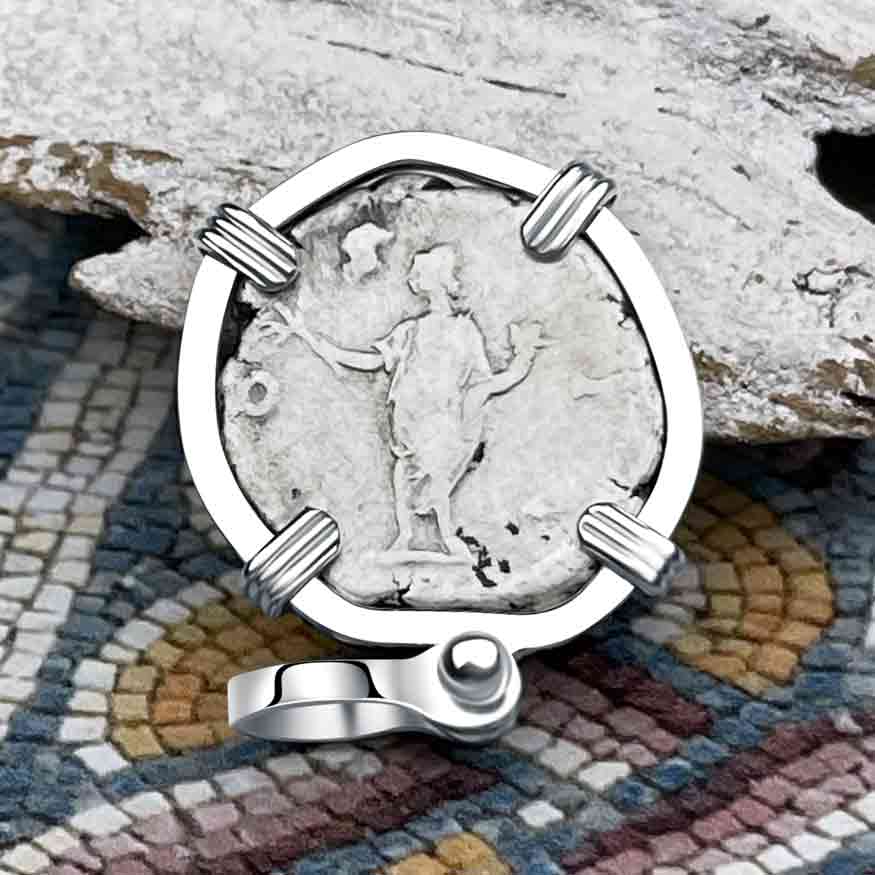 Roman Empire Silver Denarius Coin of Marcus Aurelius, the Philosopher Warrior 145 AD Sterling Silver Pendant