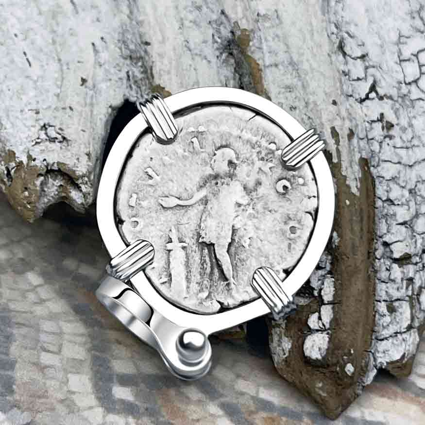 Roman Empire Silver Denarius Coin of Marcus Aurelius, the Philosopher Warrior 153 AD Sterling Silver Pendant