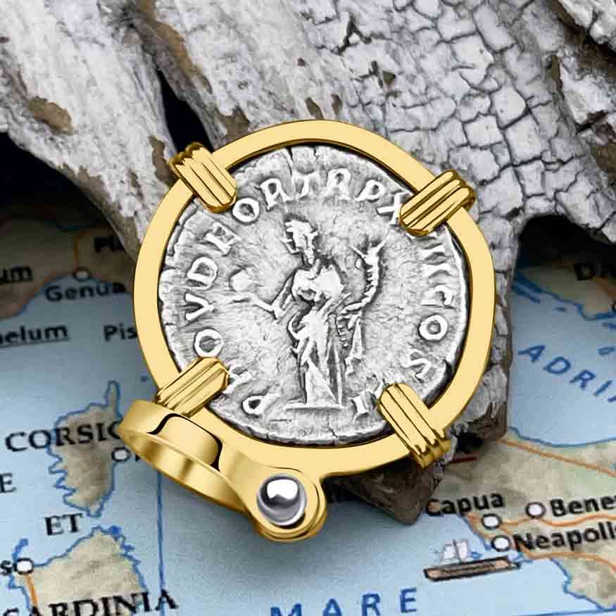 Roman Empire Silver Denarius Coin of Marcus Aurelius, the Philosopher Warrior 162 AD 14K Gold Pendant