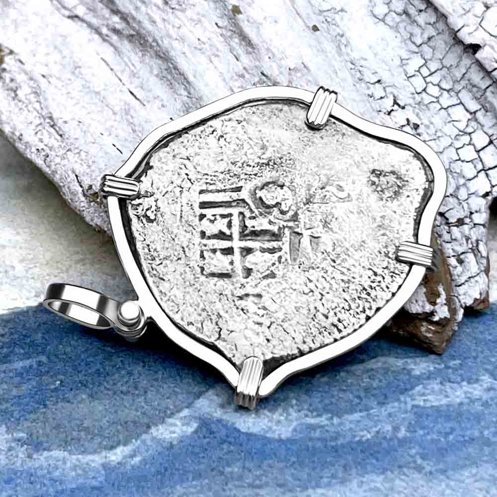 Shield or Heart Shaped Concepcion Shipwreck 4 Reale Silver Piece of 8 Sterling Silver Pendant | Artifact #9500