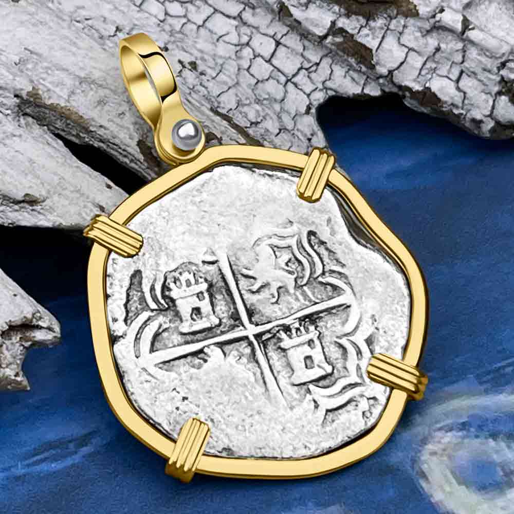 STUNNING Mel Fisher's Atocha Rare 2 Reale Shipwreck Coin 14K Solid Gold Pendant