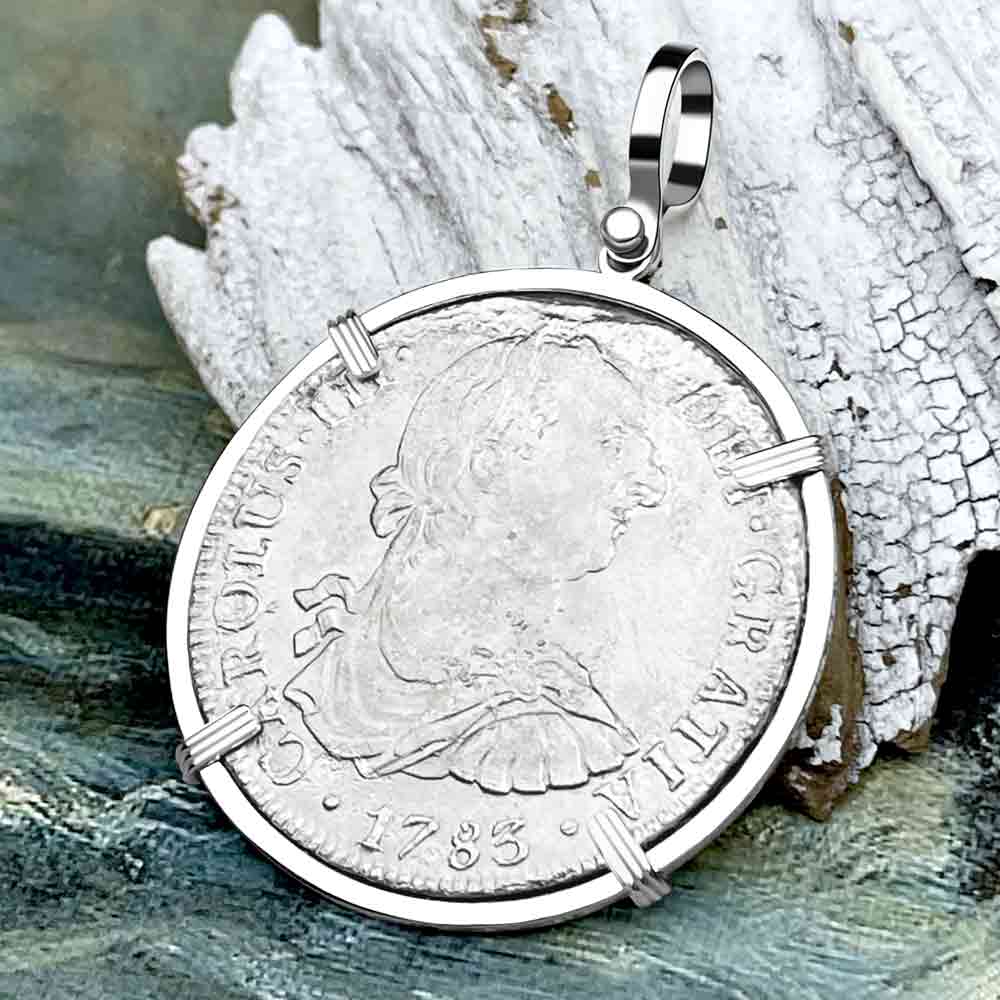 El Cazador Shipwreck 1783 8 Reale &quot;Piece of 8&quot; 14K White Gold Treasure Coin Pendant