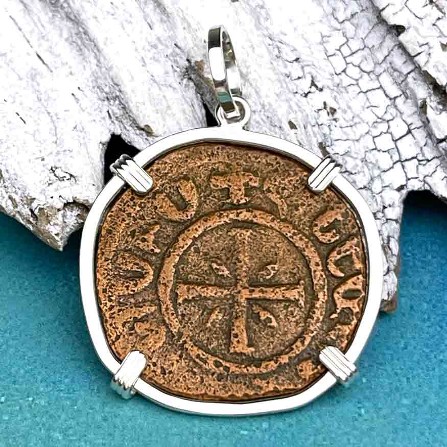 Knights Templar Era Cilician Armenia Crusader Coin of Faith, Courage & Honor circa 1250 AD Sterling Silver Pendant