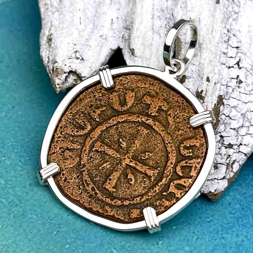 Knights Templar Era Cilician Armenia Crusader Coin of Faith, Courage & Honor circa 1250 AD Sterling Silver Pendant
