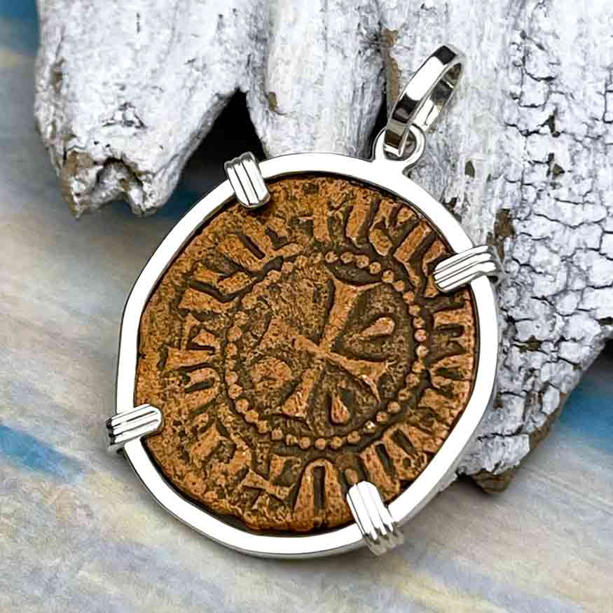 Knights Templar Era Cilician Armenia Crusader Coin of Faith, Courage &amp; Honor circa 1250 AD Sterling Silver Pendant | Artifact #9669