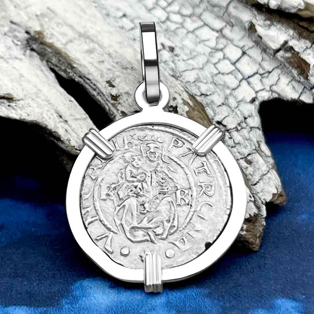 Silver Hungarian Denar Dated 1565 with Mary &amp; Baby Jesus Sterling Silver Pendant