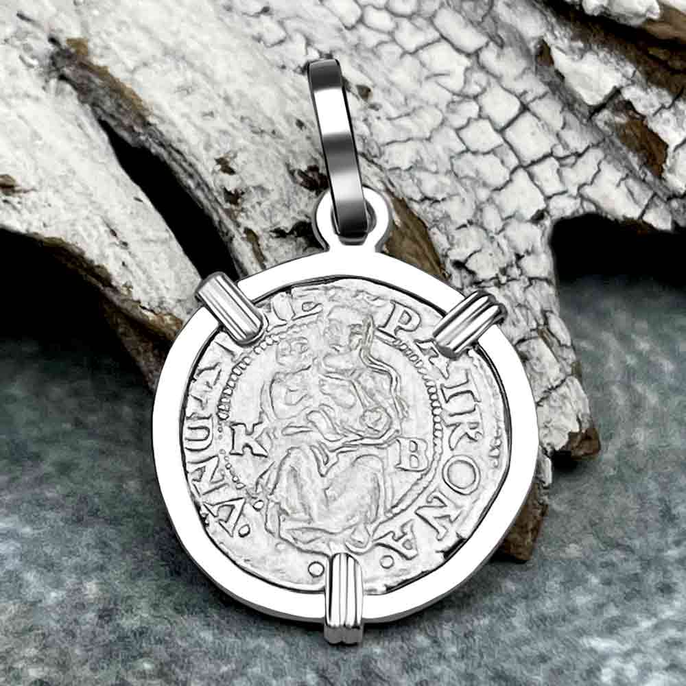 Silver Hungarian Denar Dated 1556 with Mary &amp; Baby Jesus Sterling Silver Pendant