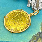EXTREMELY RARE 1703 Portuguese 22K Gold 4000 Reis "In This Sign Conquer" Crusaders' Cross 18K Gold Coin Pendant