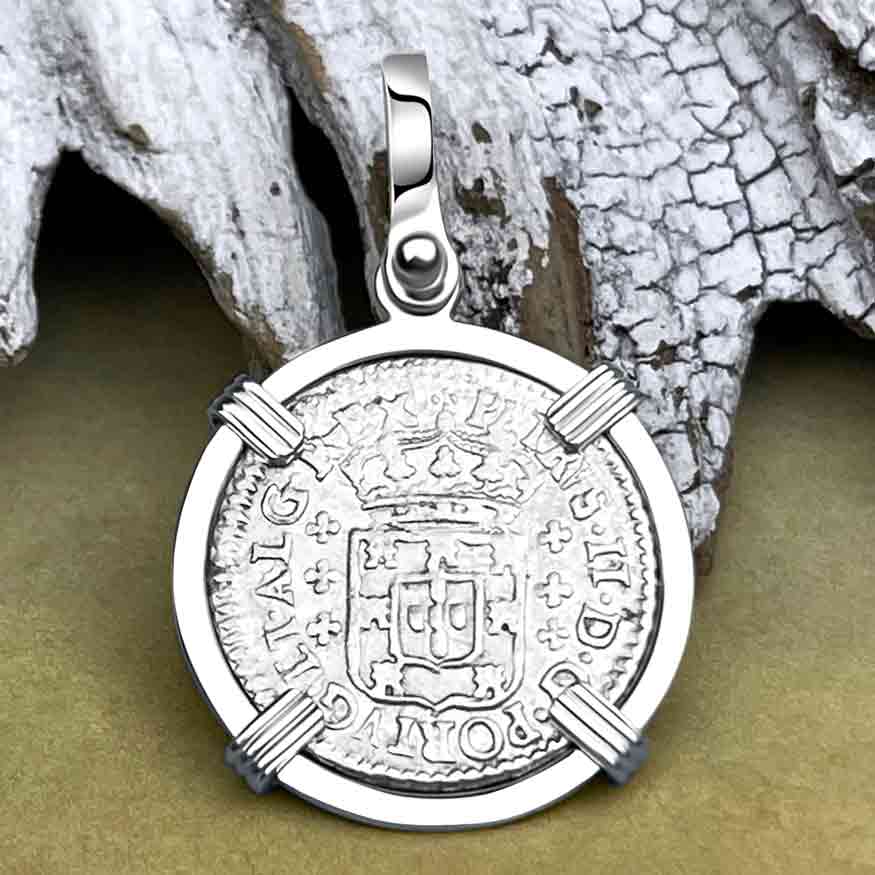 Portuguese 50 Reis "In This Sign Conquer" Crusaders' Cross Sterling Silver Pendant