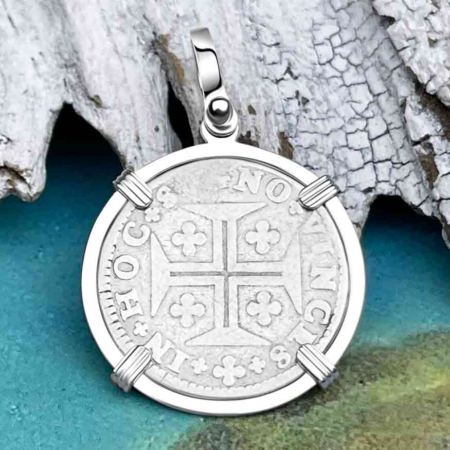 Portuguese 120 Reis "In This Sign Conquer" Crusaders' Cross Sterling Silver Pendant