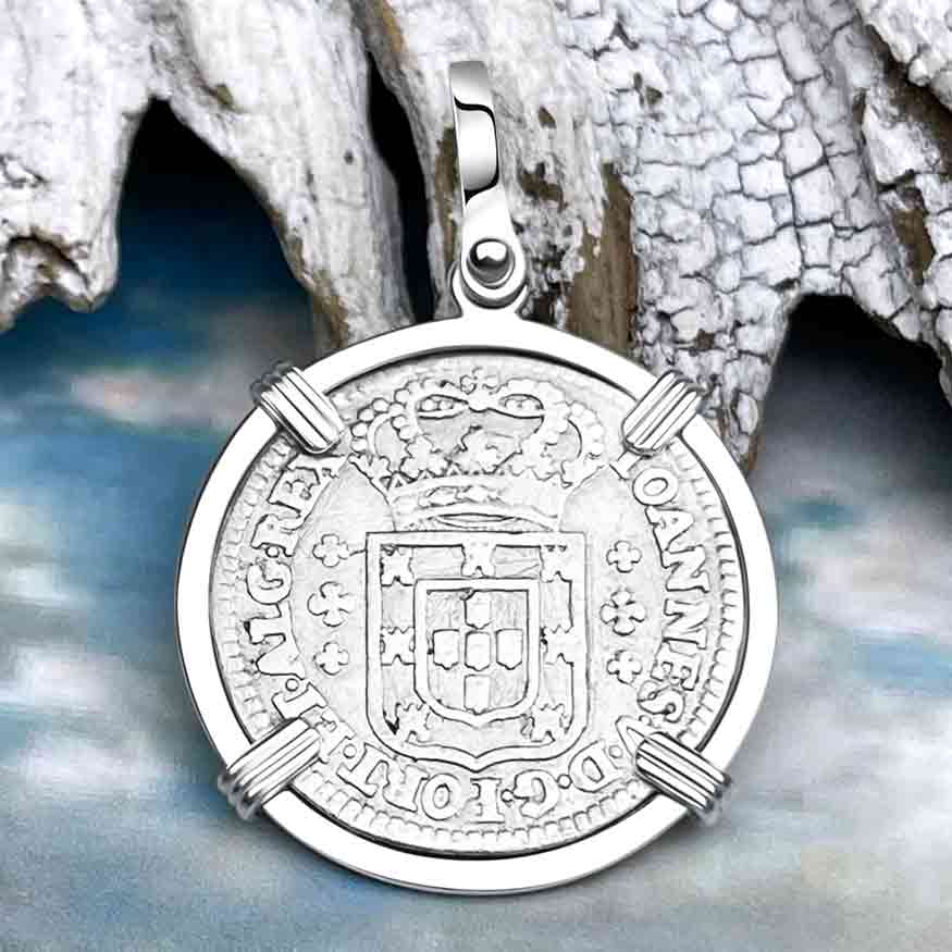 Portuguese 120 Reis &quot;In This Sign Conquer&quot; Crusaders&#39; Cross Sterling Silver Pendant