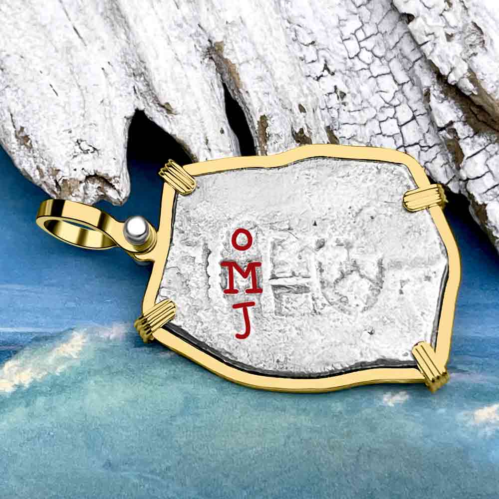 EXTREMELY RARE Mel Fisher Hand Signed Certificate 1715 Fleet Shipwreck 4 Reale Piece of Eight 14K Gold Pendant