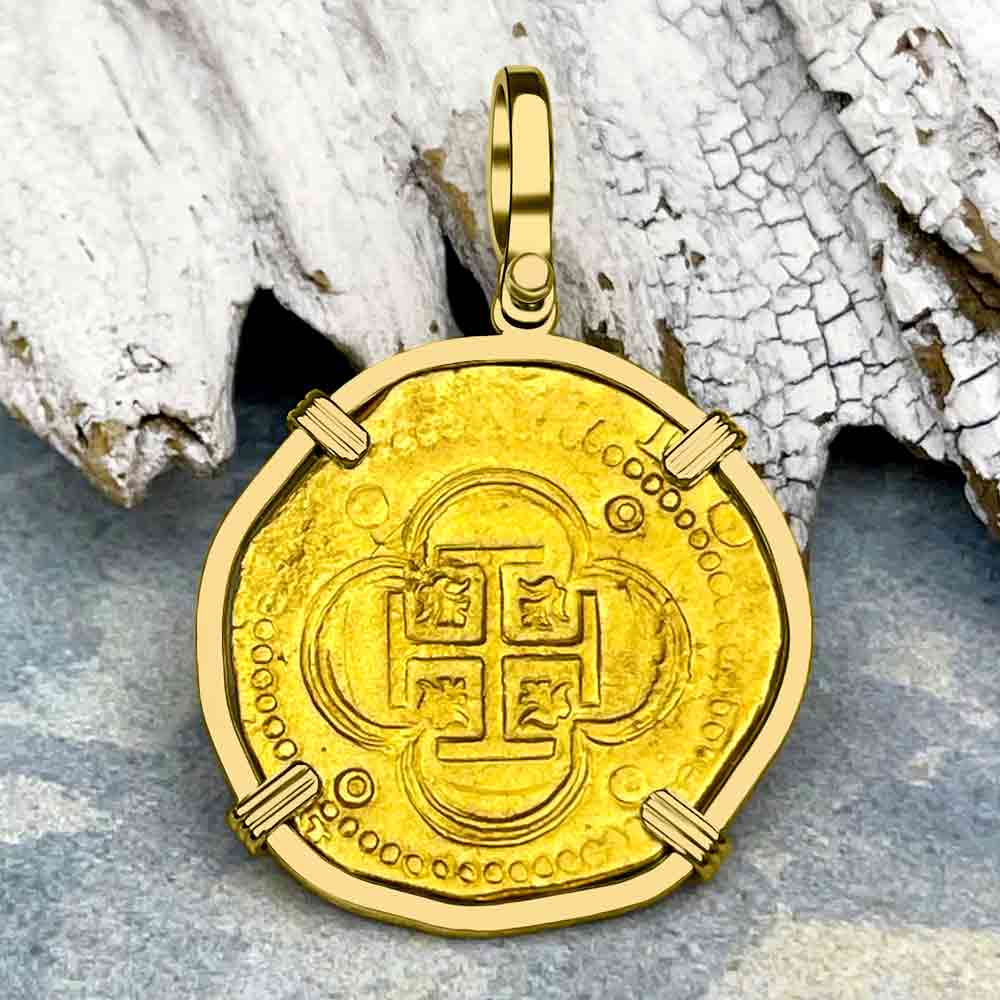Pirate Era Circa 1560 22K Gold Four Escudo - the Legendary Doubloon - 18K Gold Pendant