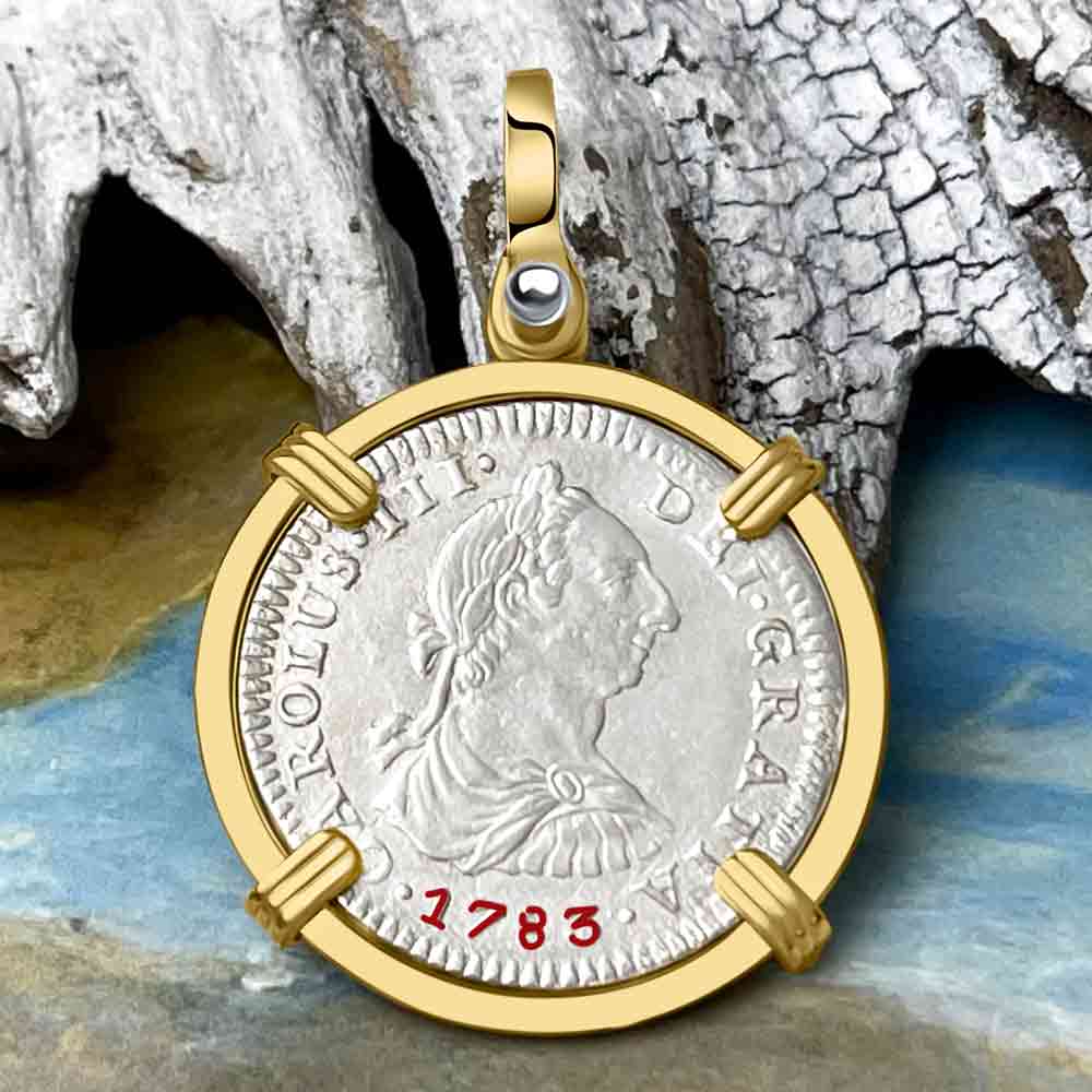 Stunning El Cazador Shipwreck 1783 1 Reale 14K Gold Treasure Coin Pendant