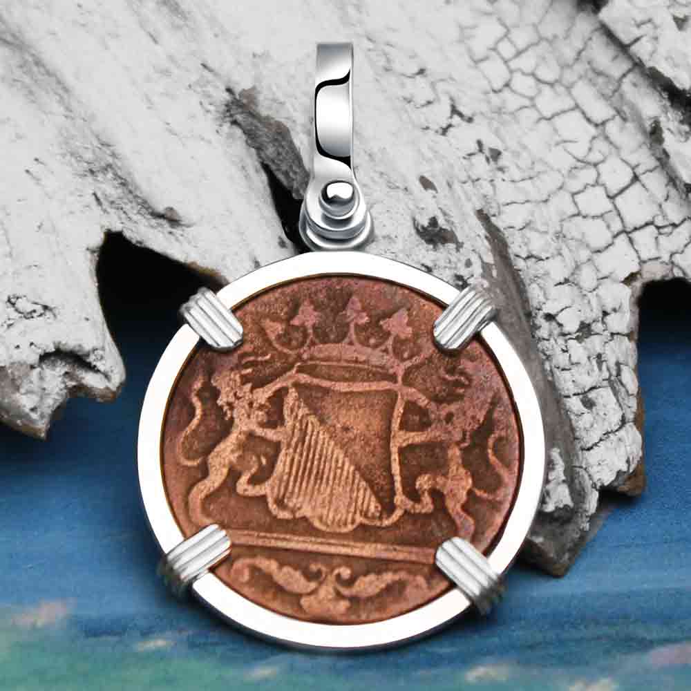 VOC - Dutch East India Company Shipwreck 1790 1 Duit Sterling Silver Pendant 