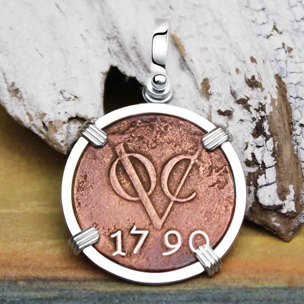 VOC - Dutch East India Company Shipwreck 1790 1 Duit Sterling Silver Pendant 