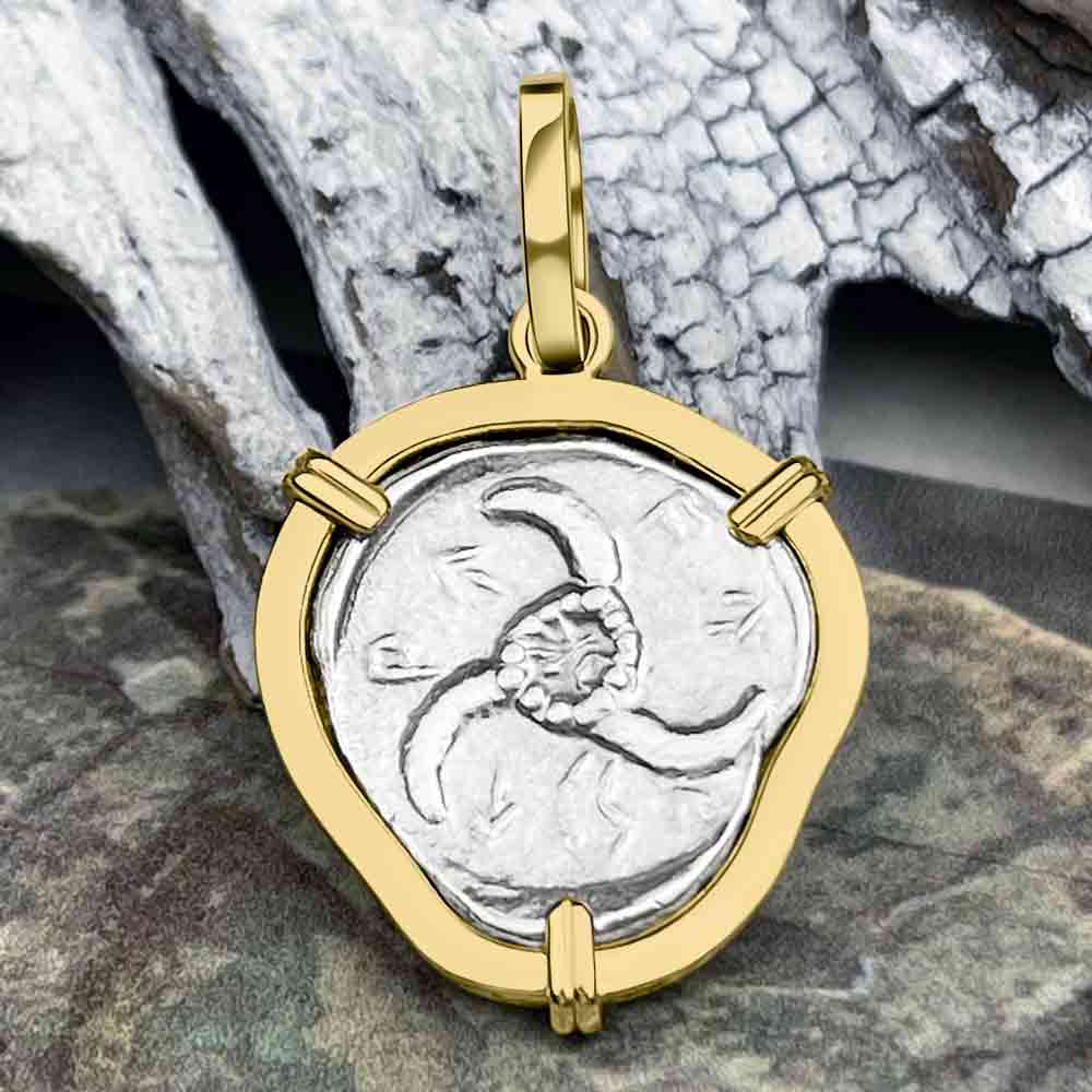 Lycian Dynasts Triskeles Silver 1/3 Stater Circa 380 BC Coin 14K Gold Pendant