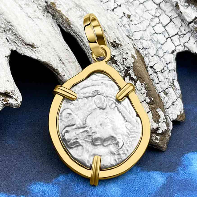 Lycian Dynasts Triskeles Silver 1/3 Stater Circa 380 BC Coin 14K Gold Pendant