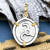 Lycian Dynasts Triskeles Silver 1/3 Stater Circa 380 BC Coin 14K Gold & Sterling Silver Pendant