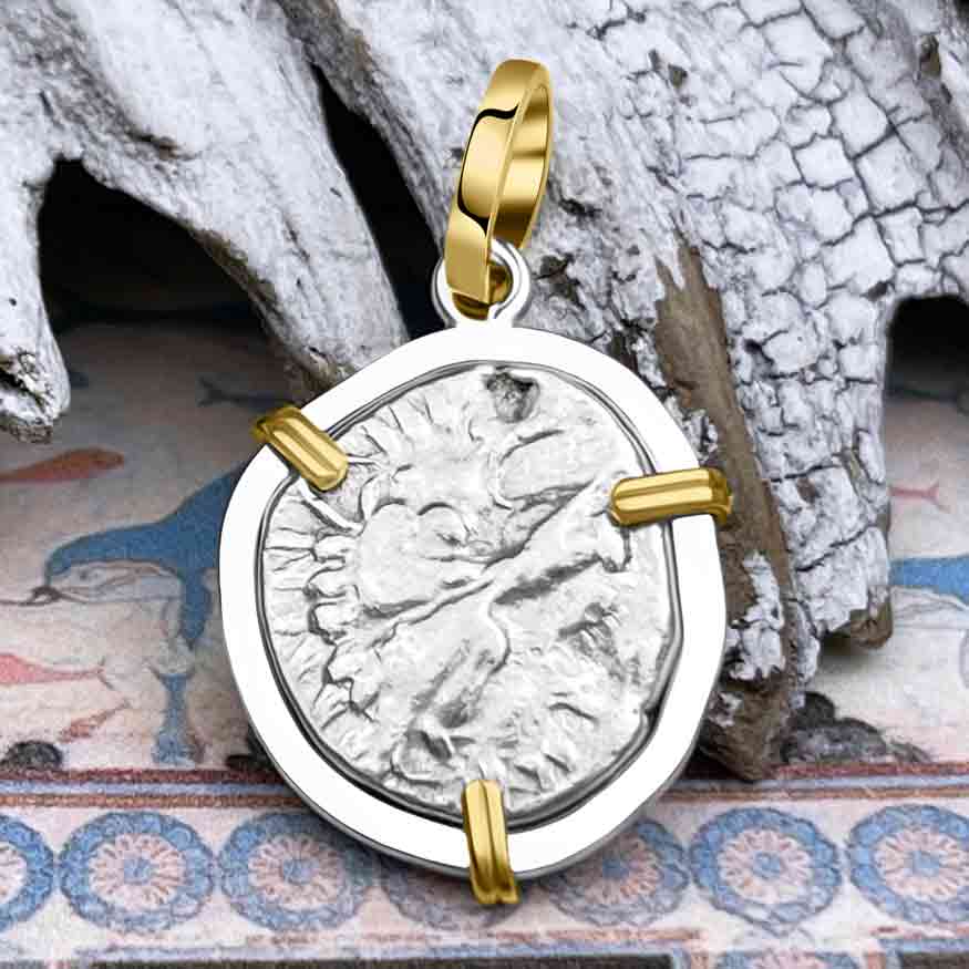 Lycian Dynasts Triskeles Silver 1/3 Stater Circa 380 BC Coin 14K Gold &amp; Sterling Silver Pendant