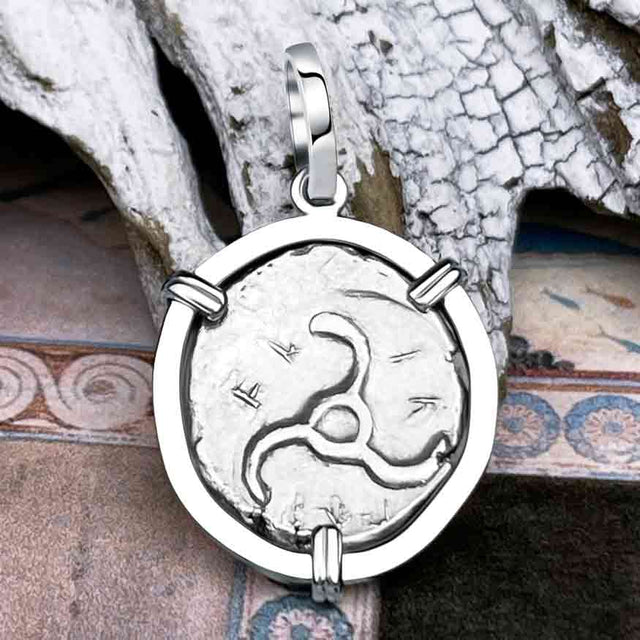 Lycian Dynasts Triskeles Silver 1/3 Stater Circa 380 BC Coin 14K White Gold Pendant