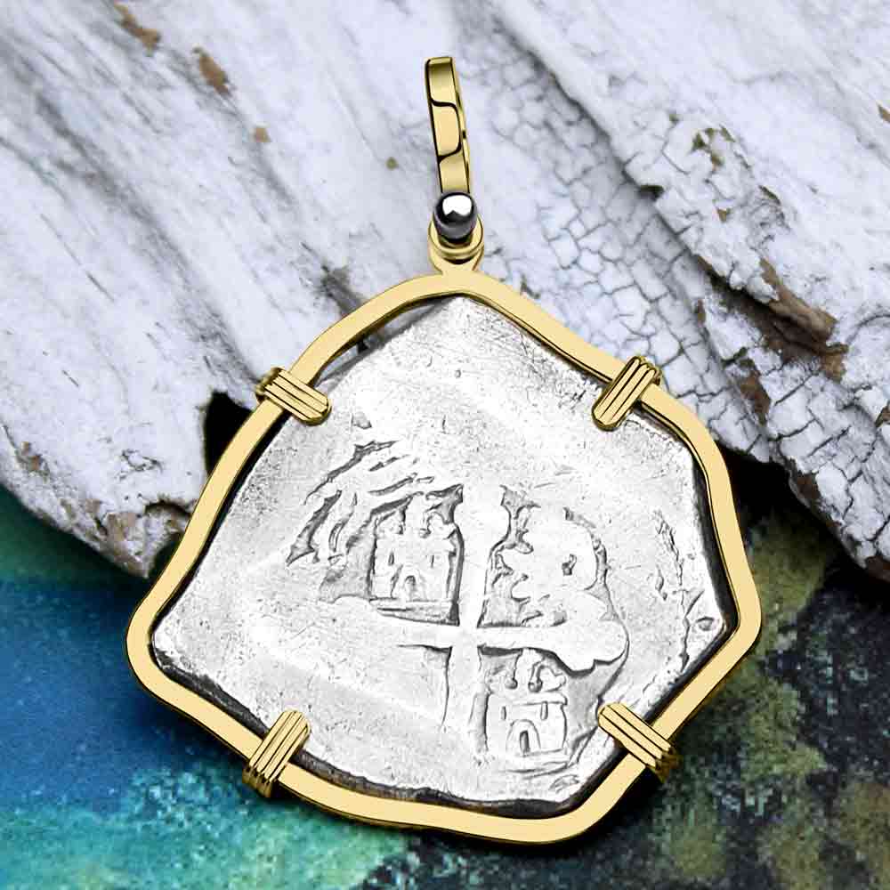 EXTREMELY RARE Mel Fisher Hand Signed Certificate 1715 Fleet Shipwreck 8 Reale Piece of Eight 14K Gold Pendant 