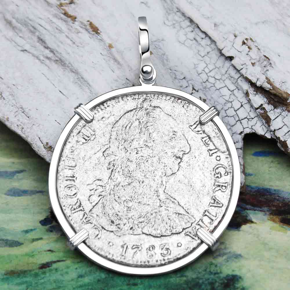El Cazador Shipwreck 1783 8 Reale &quot;Piece of 8&quot; Silver Treasure Coin Pendant 