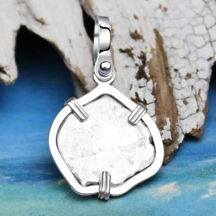 1720s Rimac River &quot;Good Luck&quot; Spanish 1/2 Reale &quot;Piece of Eight&quot; Sterling Silver Pendant | Artifact #9946