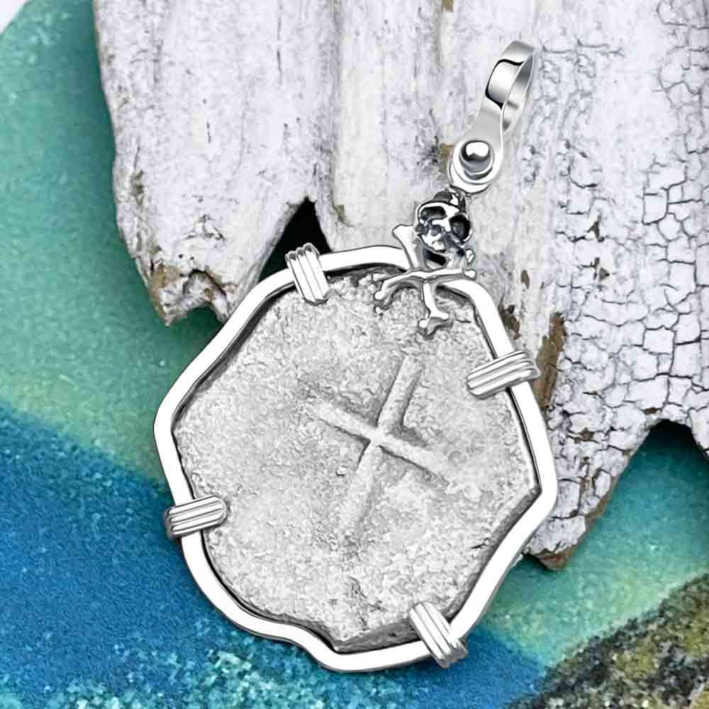Joanna Shipwreck 4 Reale Cob &quot;Piece of 8&quot; Coin Skull and Cross Bones Sterling PendantJoanna Shipwreck 4 Reale Cob &quot;Piece of 8&quot; Coin Skull and Cross Bones Sterling Pendant