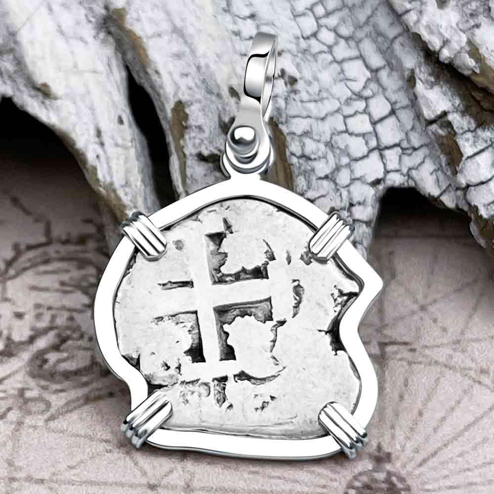 Pirate Era 1750 Spanish 1 Reale &quot;Piece of Eight&quot; Sterling Silver Pendant | Artifact #9987