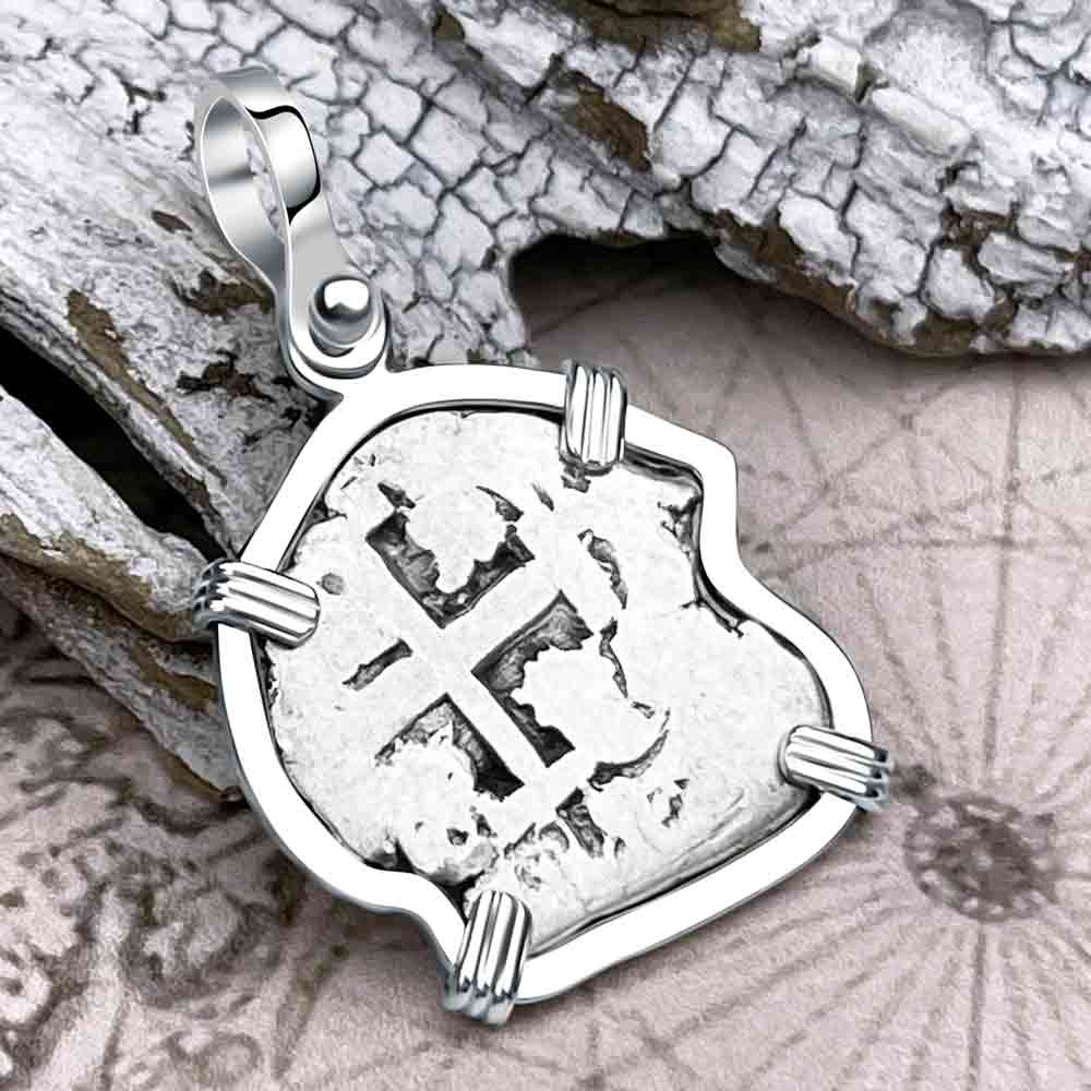 Pirate Era 1750 Spanish 1 Reale &quot;Piece of Eight&quot; Sterling Silver Pendant | Artifact #9987