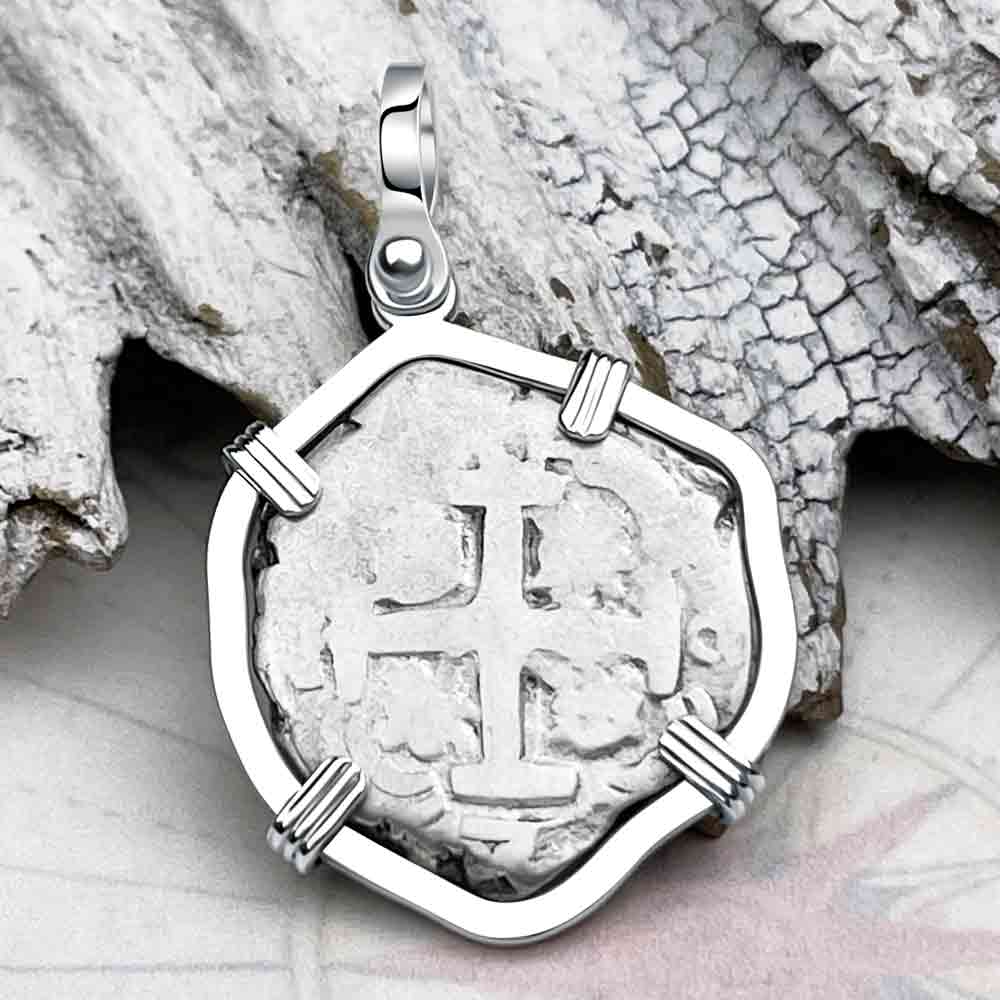 Pirate Era 1738 Spanish 2 Reale "Piece of Eight" Sterling Silver Pendant