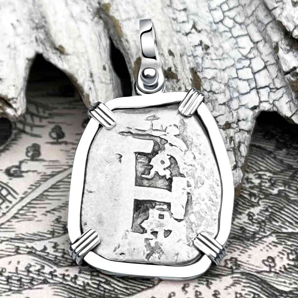 Pirate Era 1772 Spanish 2 Reale &quot;Piece of Eight&quot; Sterling Silver Pendant