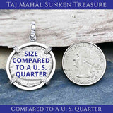 Taj Mahal Sunken Treasure - Arthur C Clarke's 1702 Shipwreck 1 Rupee Silver Coin 14K White Gold Pendant | Artifact #4466