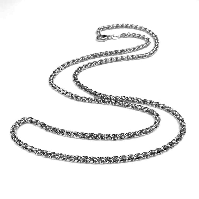 3.0 mm Antiqued Sterling Silver Wheat Chain - LUXURY WEIGHT