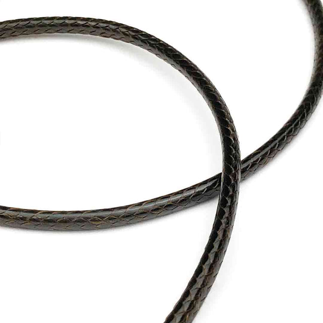 3.0 mm Textured Sable Brown Center-Hide Leather Necklace Finished in Stainless Steel 