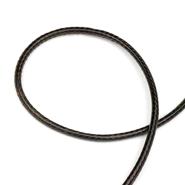 3.0 mm Textured Sable Brown Center-Hide Leather Necklace Finished in Stainless Steel 