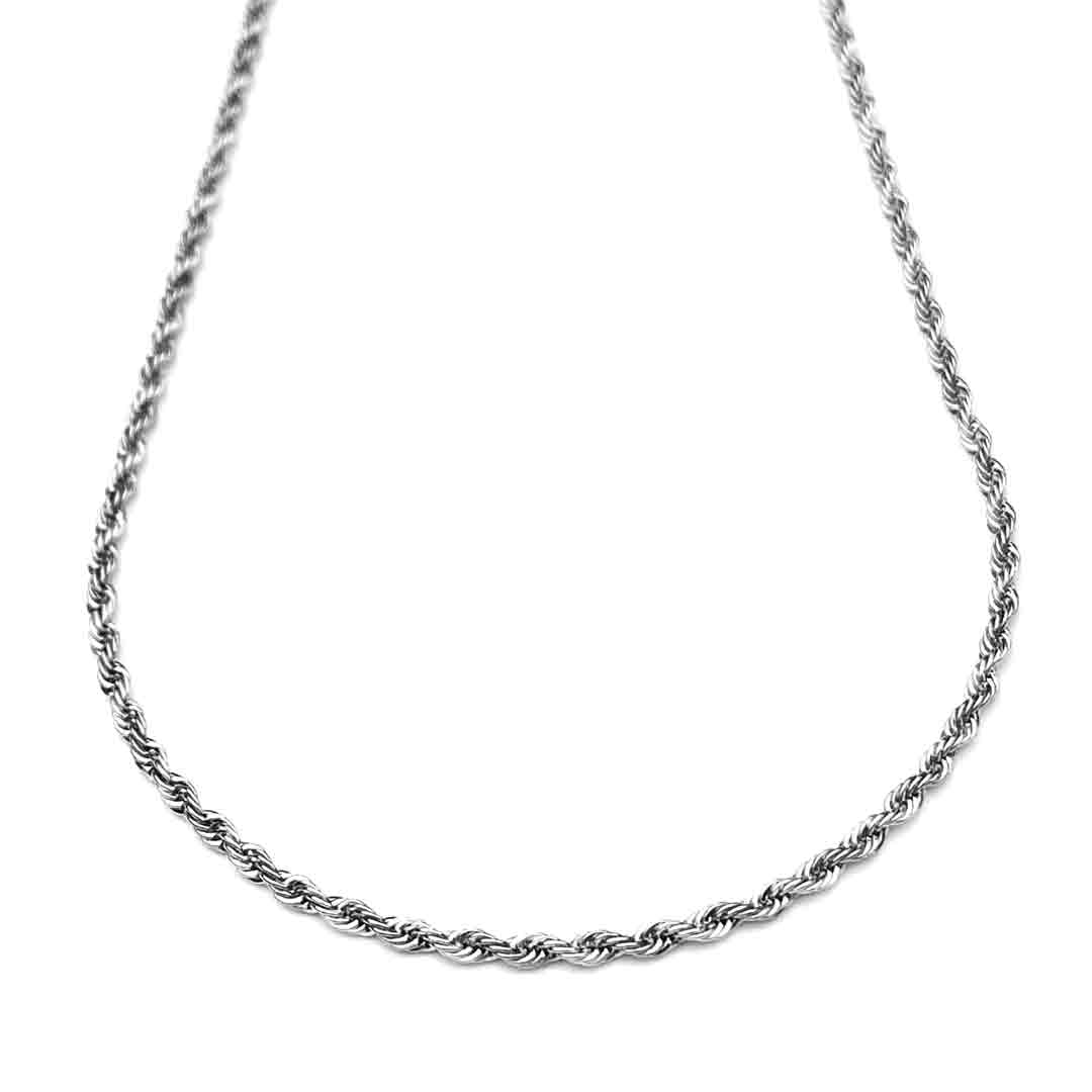 2.0 mm Antiqued Silver Tone Stainless Steel Rope Chain