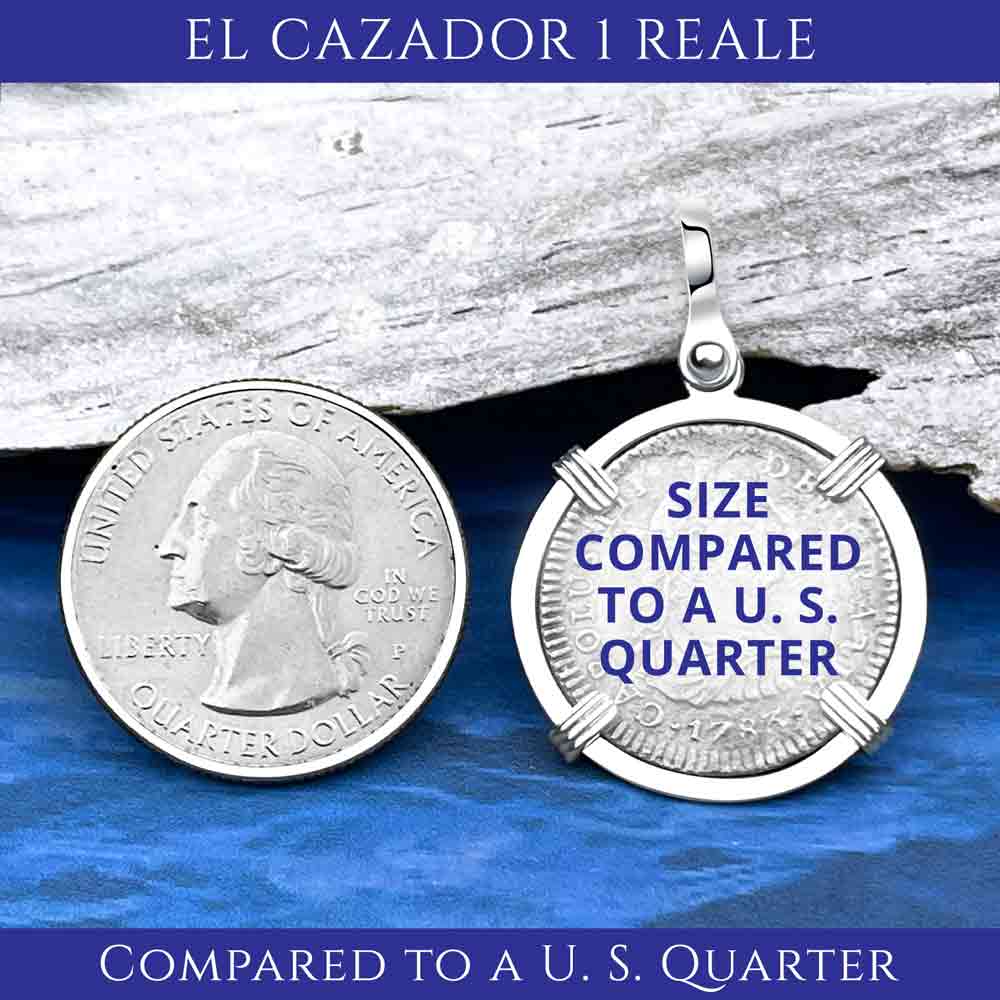 El Cazador Shipwreck 1783 1 Reale 14K Gold &amp; Sterling Silver Treasure Coin Pendant | Artifact #8892