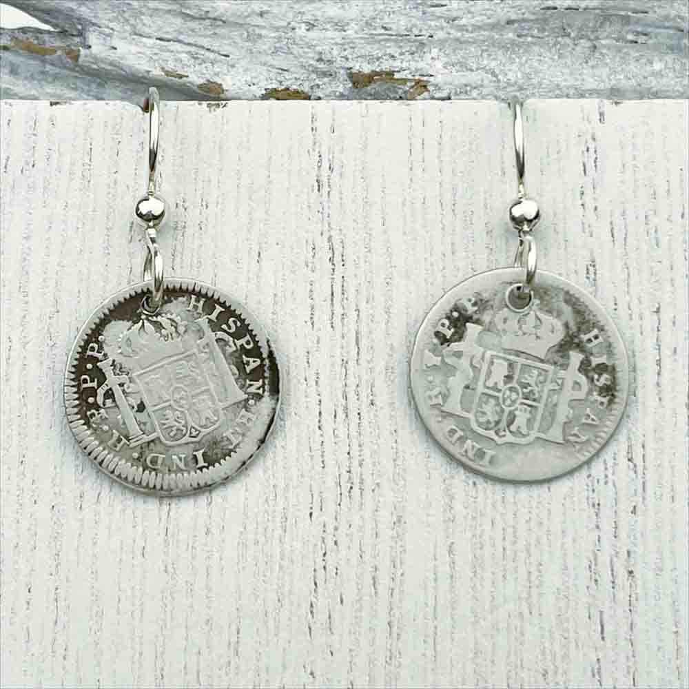 Pirate Chic Silver Half Reale Spanish Portrait Dollars Dated 1797 & 1802 - the Legendary "Piece of Eight" Earrings