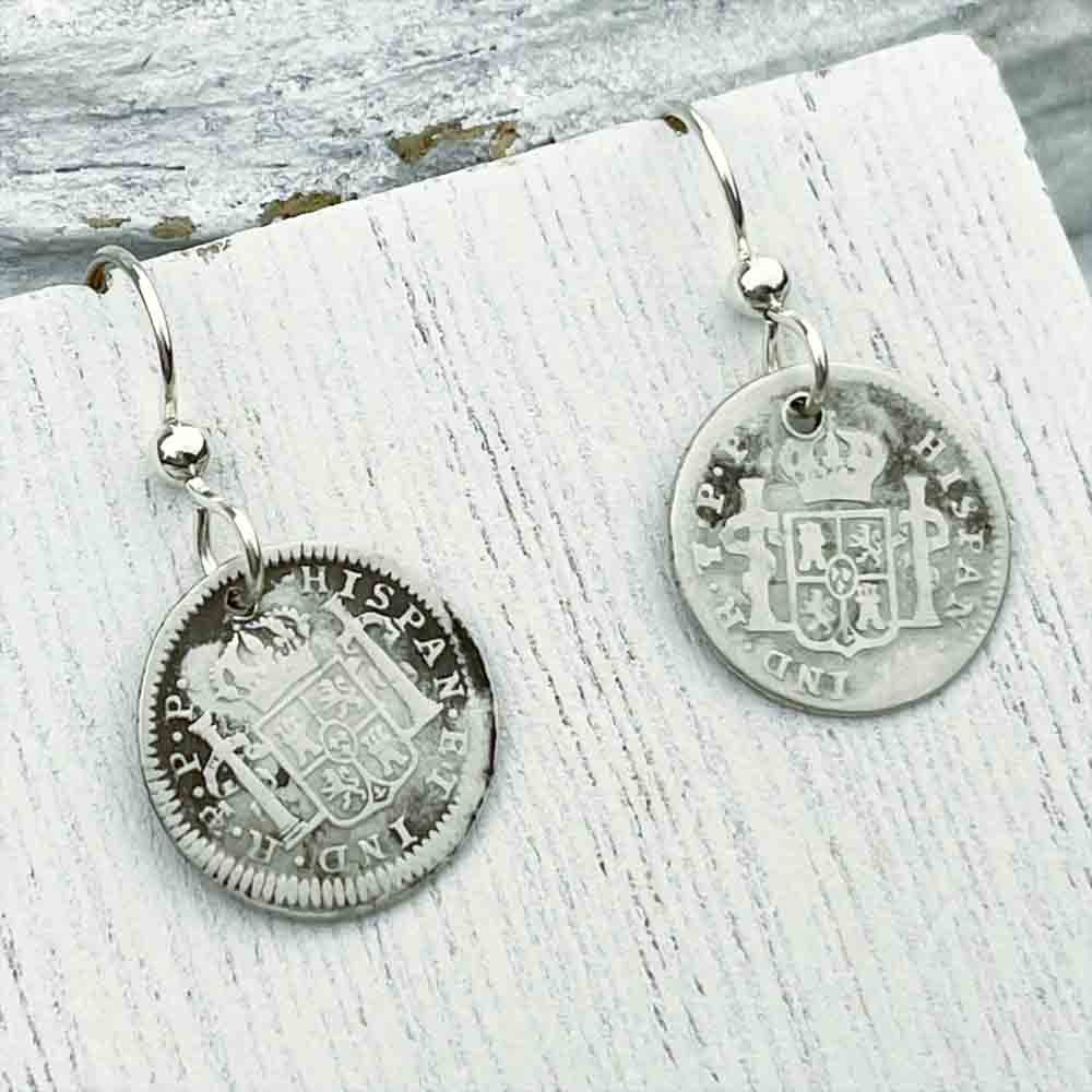 Pirate Chic Silver Half Reale Spanish Portrait Dollars Dated 1797 & 1802 - the Legendary "Piece of Eight" Earrings
