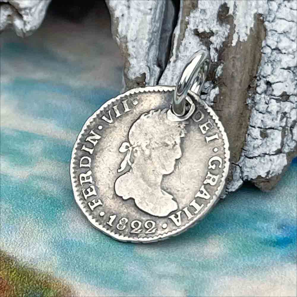 Pirate Chic Silver Half Reale Spanish Portrait Dollar Dated 1822 - the Legendary "Piece of Eight" Pendant 