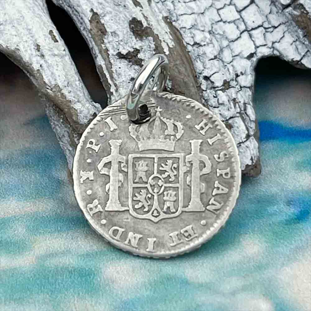 Pirate Chic Silver Half Reale Spanish Portrait Dollar Dated 1822 - the Legendary "Piece of Eight" Pendant 