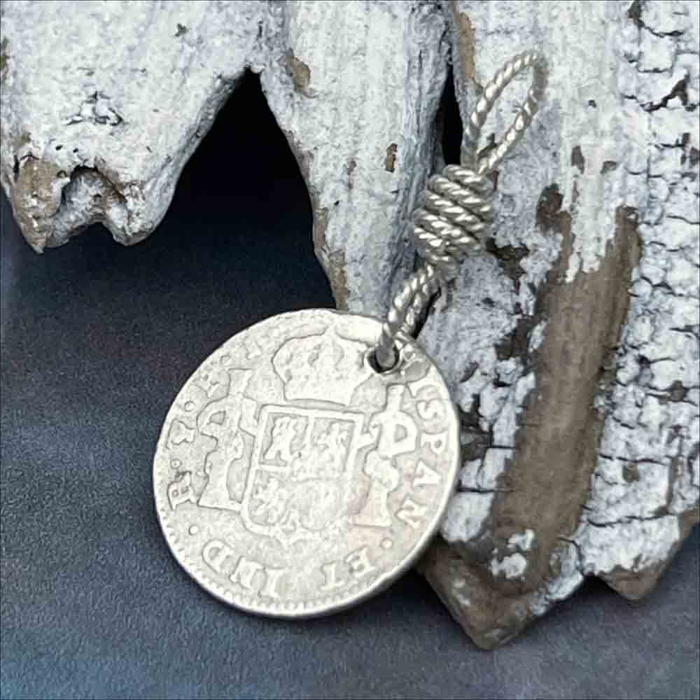 Pirate Chic Silver Half Reale Spanish Portrait Dollar Dated 1808 - the Legendary "Piece of Eight" Pendant
