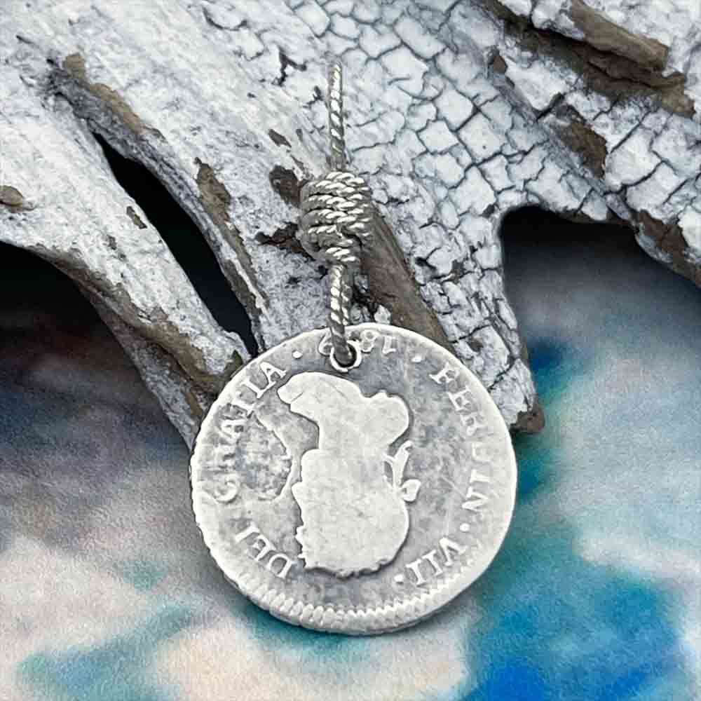 Pirate Chic Silver Half Reale Spanish Portrait Dollar Dated 1819 - the Legendary "Piece of Eight" Pendant
