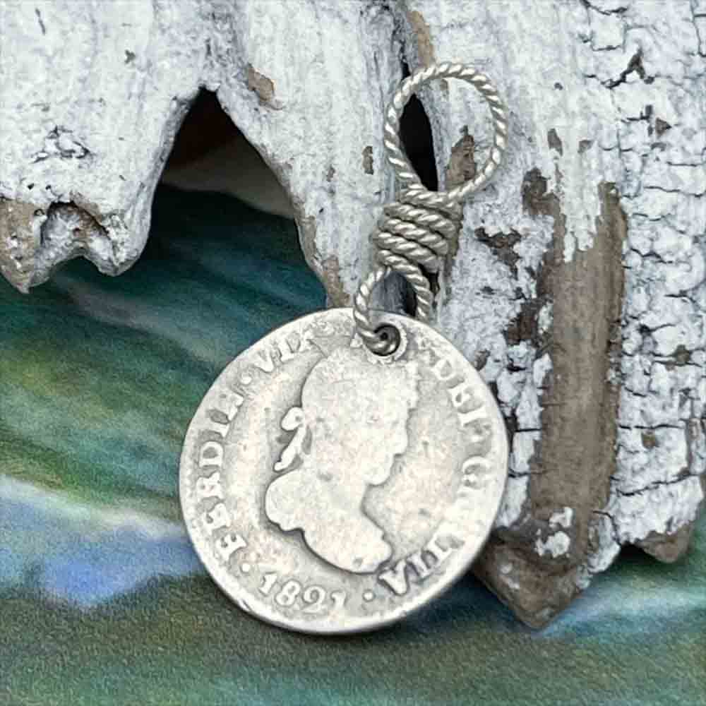 Pirate Chic Silver Half Reale Spanish Portrait Dollar Dated 1821 - the Legendary "Piece of Eight" Pendant