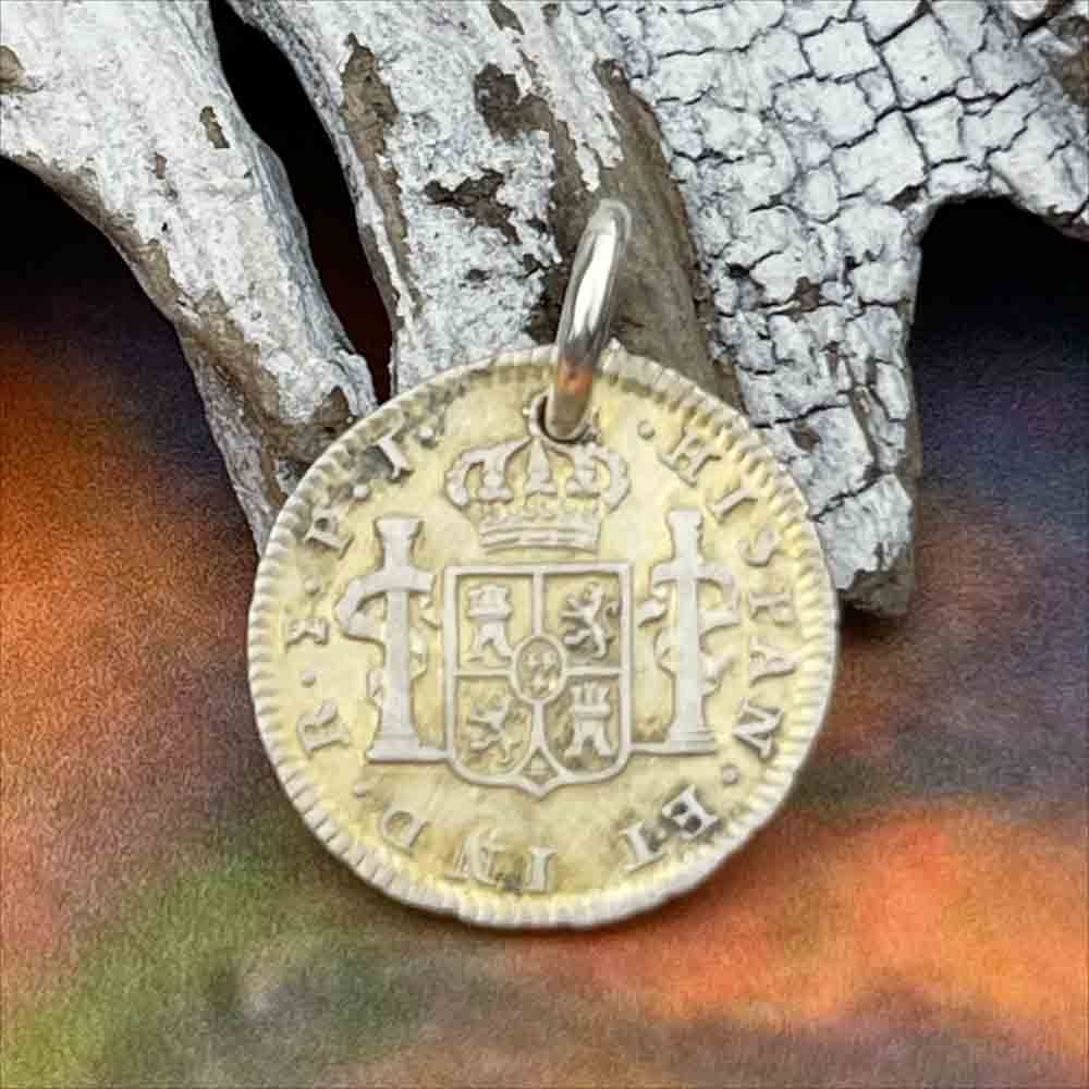Pirate Chic Gilded Silver Half Reale Spanish Portrait Dollar Dated 1819 - the Legendary &quot;Piece of Eight&quot; Pendant | Artifact #6907