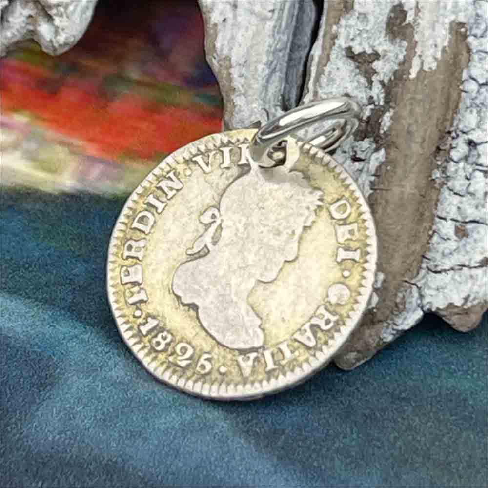 Pirate Chic Gilded Silver Half Reale Spanish Portrait Dollar Dated 1825 - the Legendary "Piece of Eight" Pendant