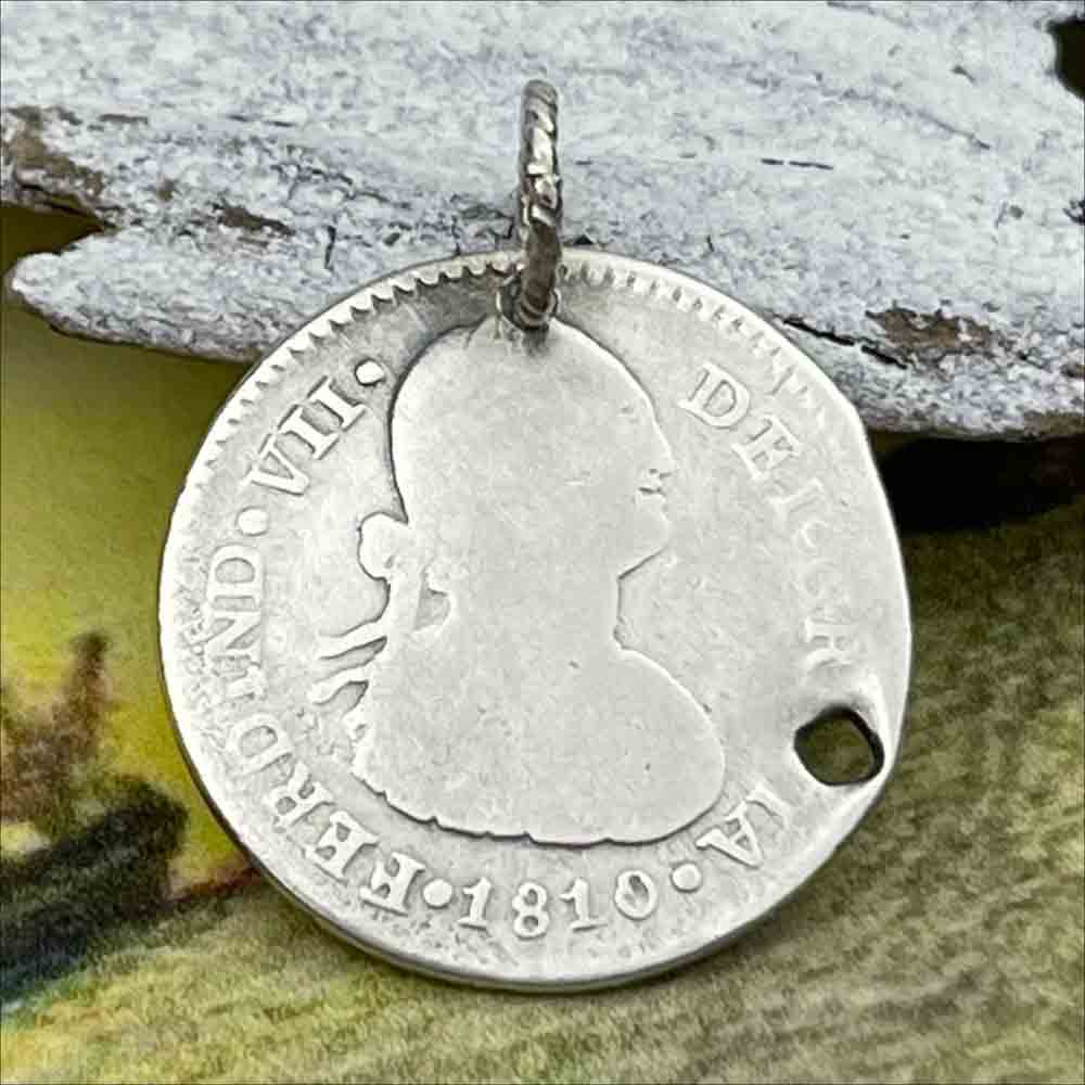 Pirate Chic Silver 1 Reale Spanish Portrait Dollar Dated 1810 - the Legendary "Piece of Eight" Pendant